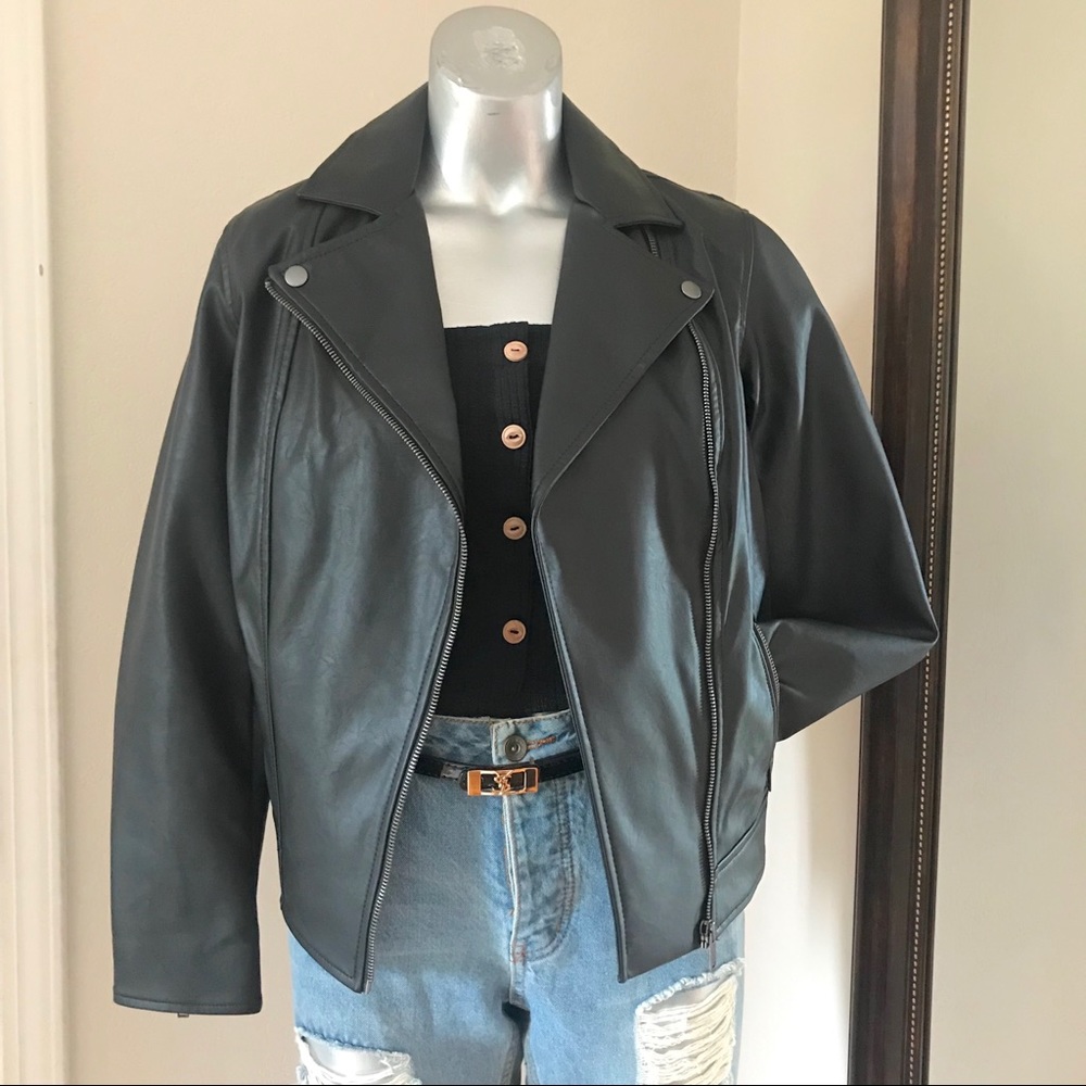 BNWT black leather motorcycle jacket